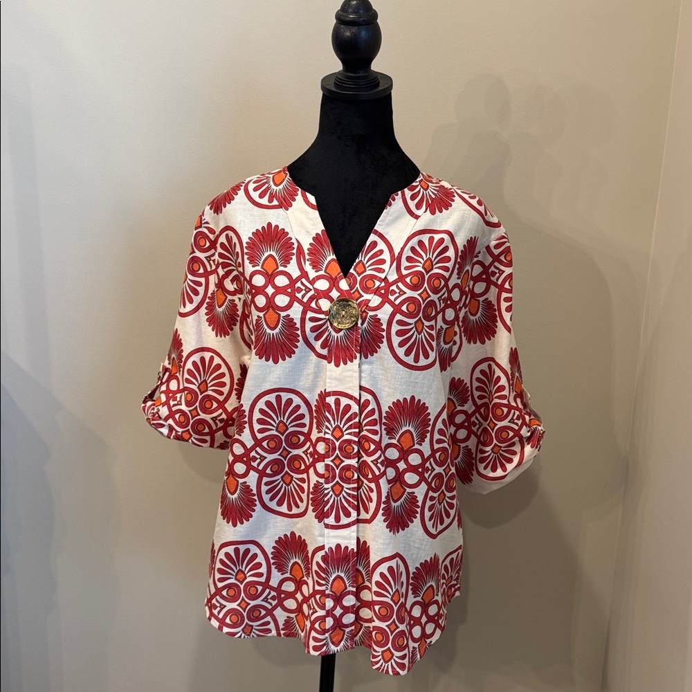 NWT Kaktus Boho print linen tunic sz M NWT